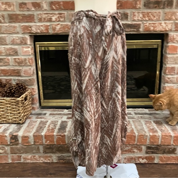 Democracy brown and cream printed drawstring pants / 0 / Excellent condition - Picture 7 of 16